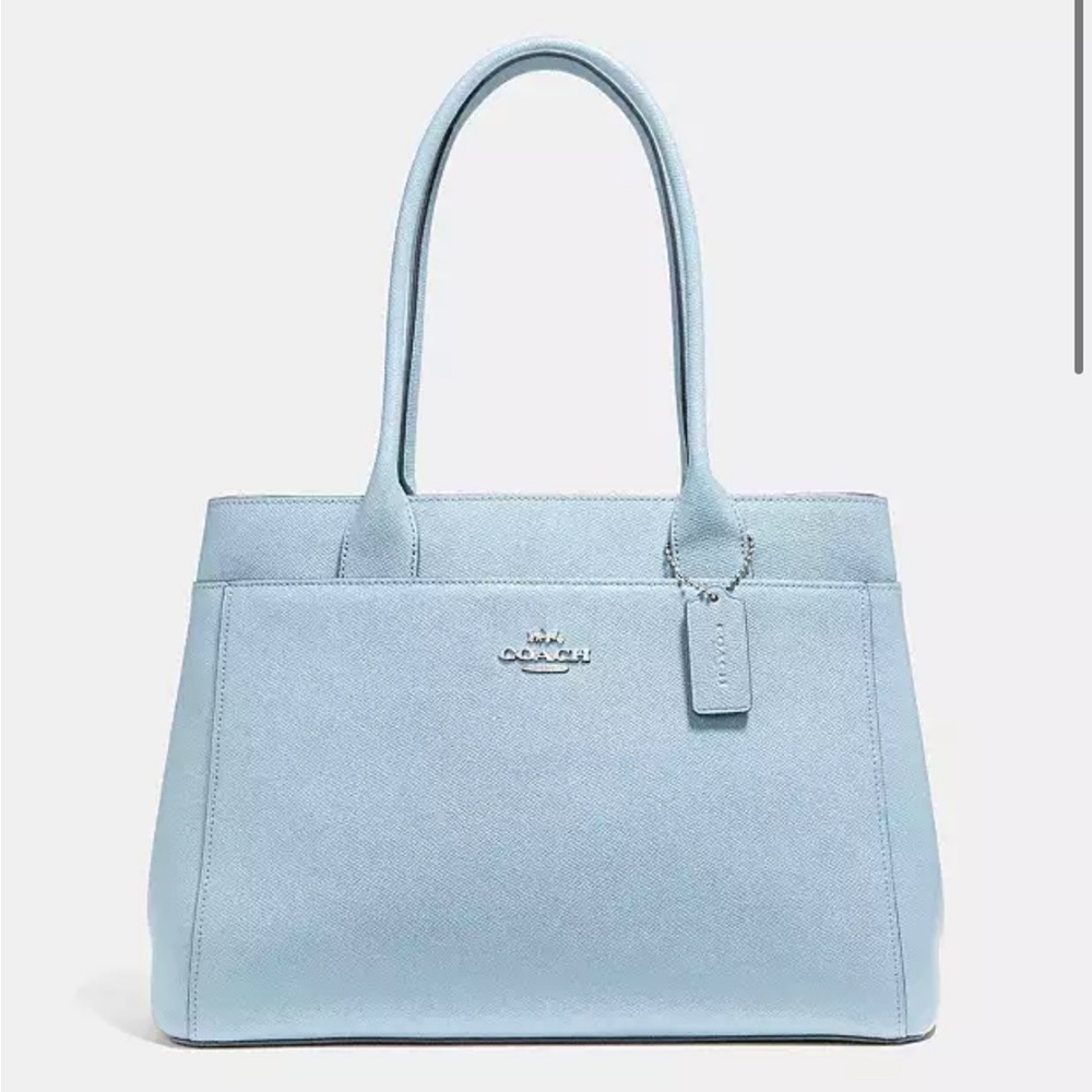 Coach Blue Leather Tote with Structured Design